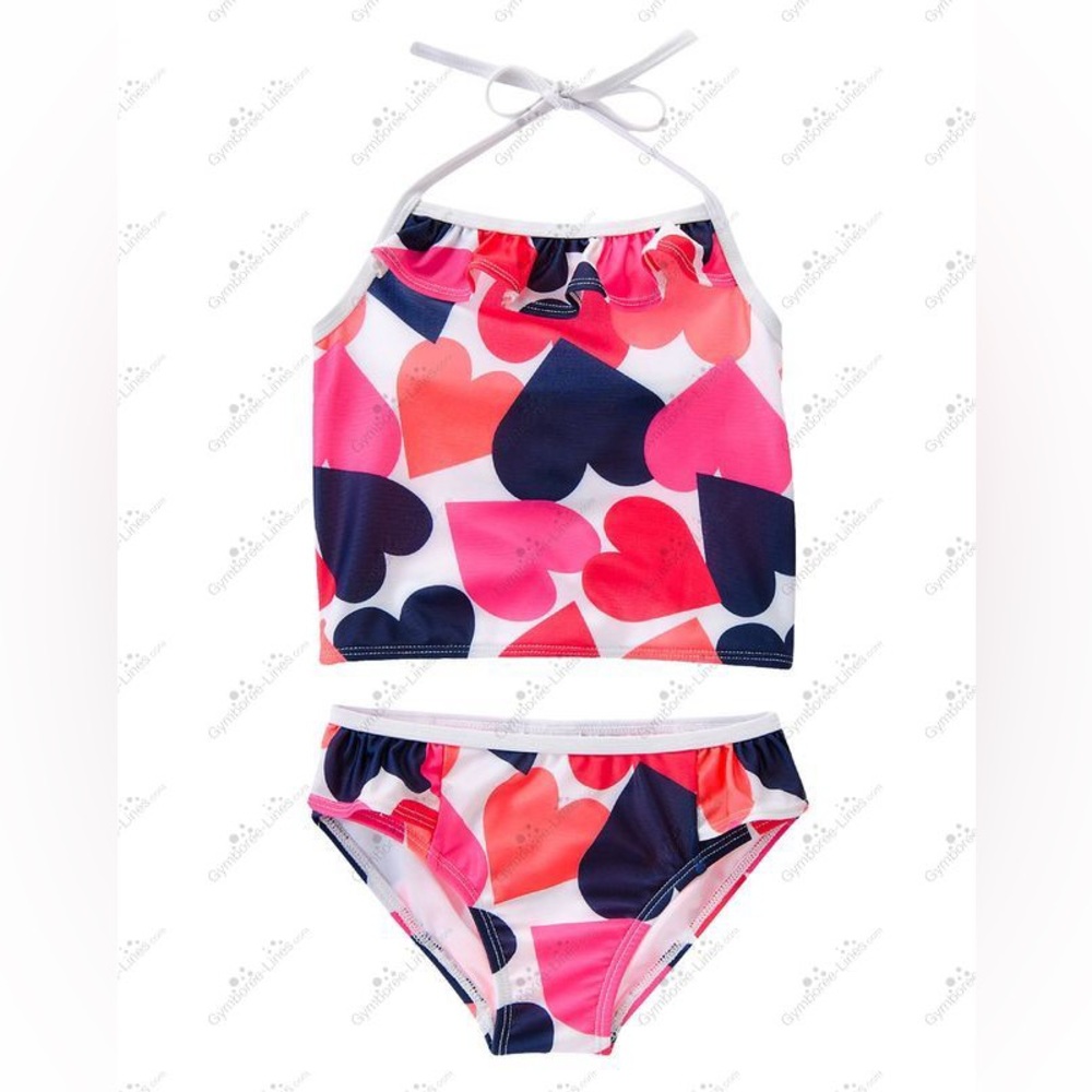 NWT Gymboree Colorful Hearts Two Piece Swim Suit